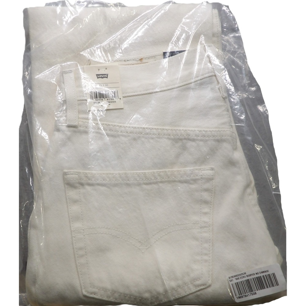 NWT Levi's 501 Premium '90s Booper White Cotton Straight Denim Jeans Women 25x30